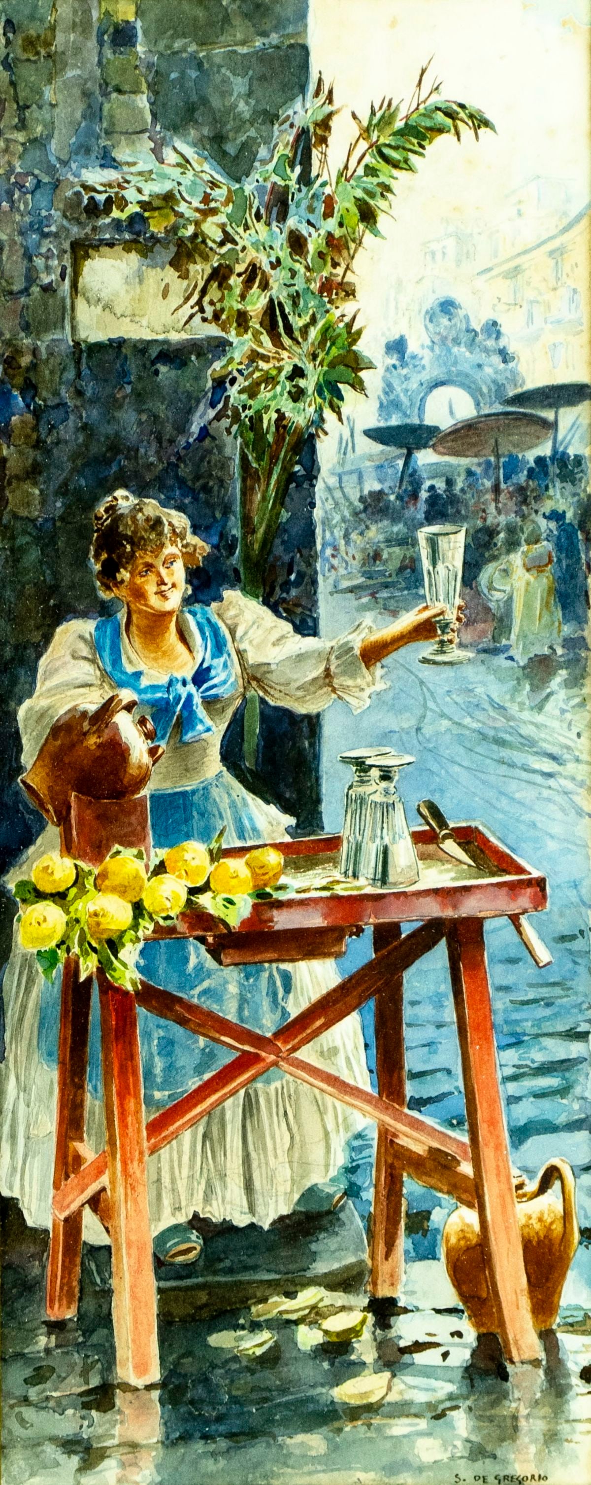 Salvatore de Gregorio (Italy,1859-1928) watercolor painting antique (1 of 12)