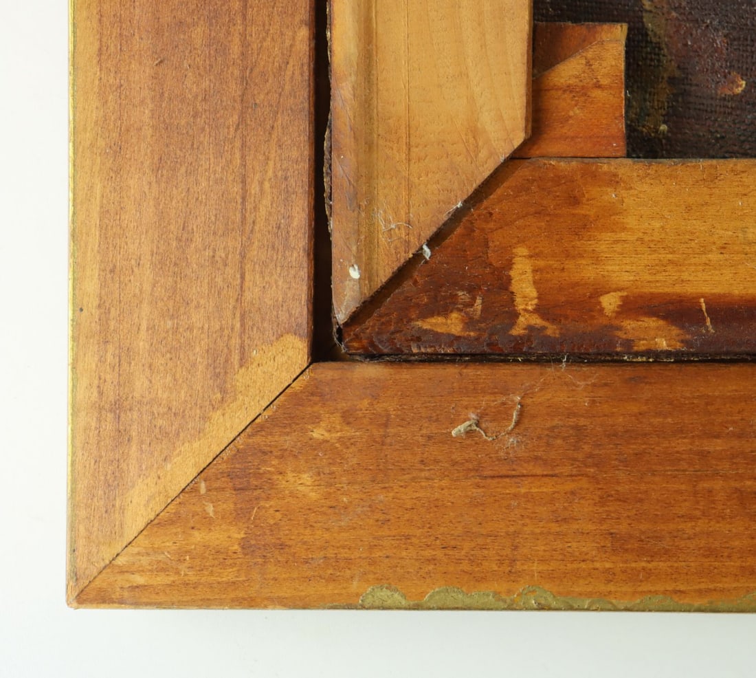 Antique 19C European oil painting - 11