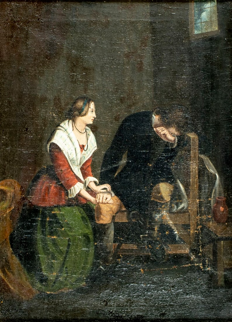 Antique 19C European oil painting (1 of 12)