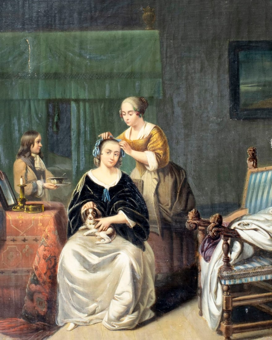 Cauteur (Belgian,mid 19C) oil painting antique - 5