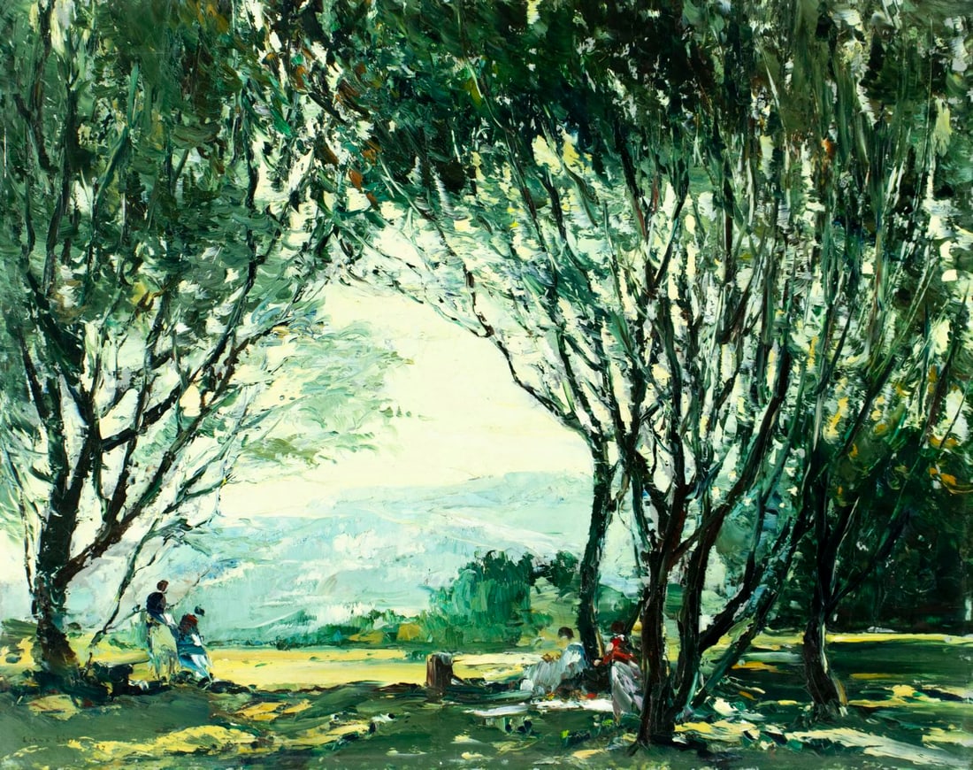 Vintage 20C European oil painting signed (1 of 12)