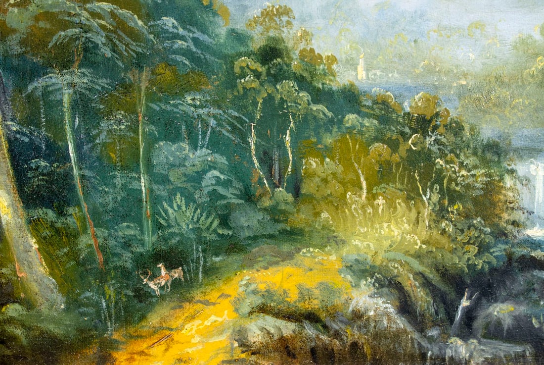 Antique 19C American oil painting - 5