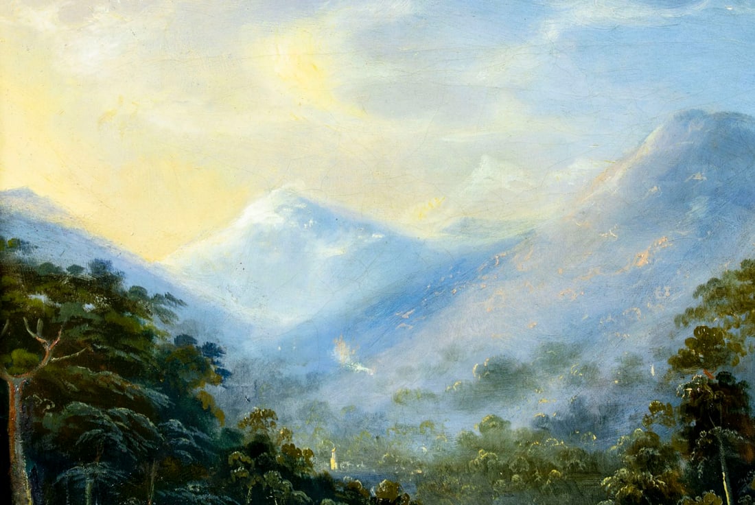 Antique 19C American oil painting - 7