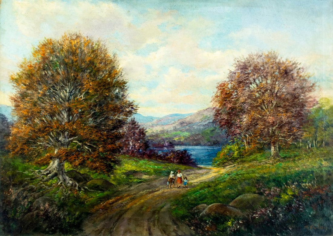 M Fulda (US,early 20C) oil painting antique (1 of 12)