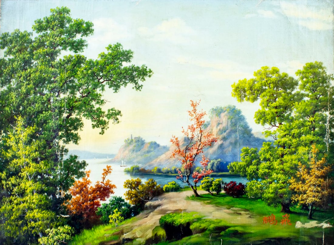 Peng Fei (China,mid 20C) oil painting (1 of 13)