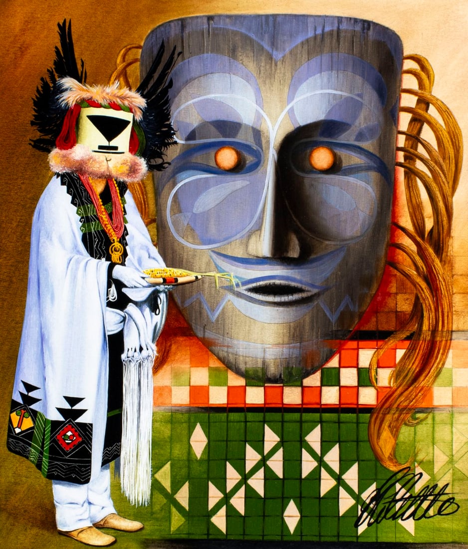 Ed Little (CT,b 1957) mixed media painting (1 of 13)