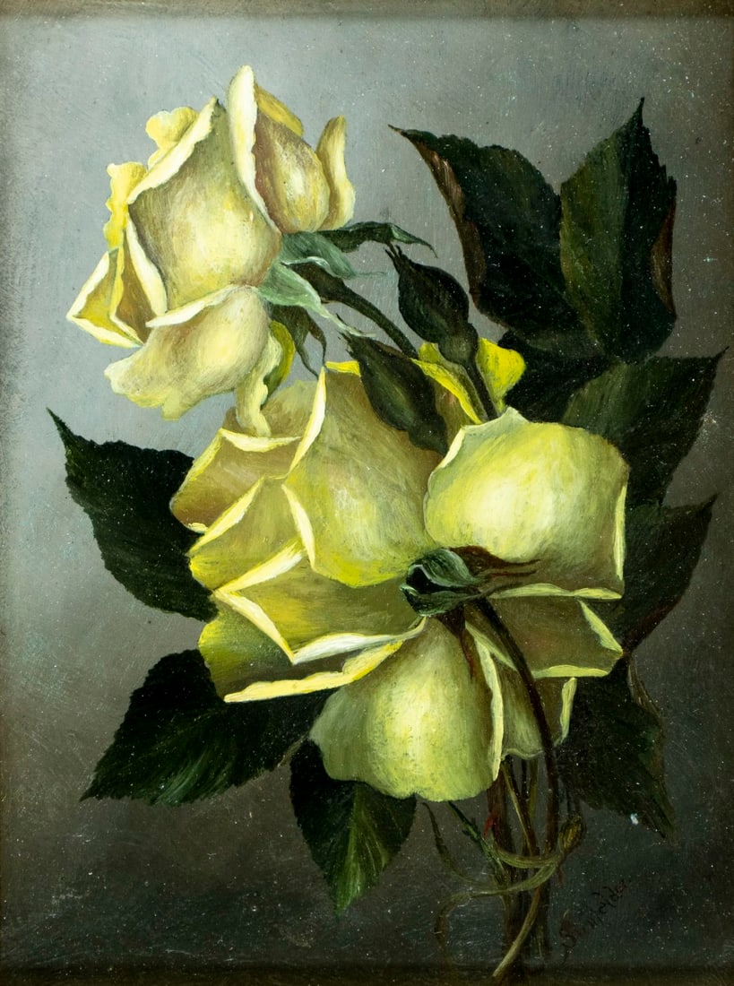 ATTR Mary L Shenfelder (US,1853-?) oil painting antique (1 of 13)