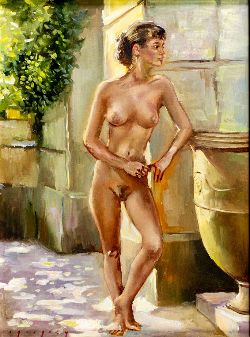 Igor Grey (Ukraine,b 1975) oil painting: ARTIST: Igor Grey (Ukrainian, born 1975) TITLE: Nude (titled on verso) YEAR: 2015 MEDIUM: oil on canvas CONDITION: Very good. No visible inpaint under UV