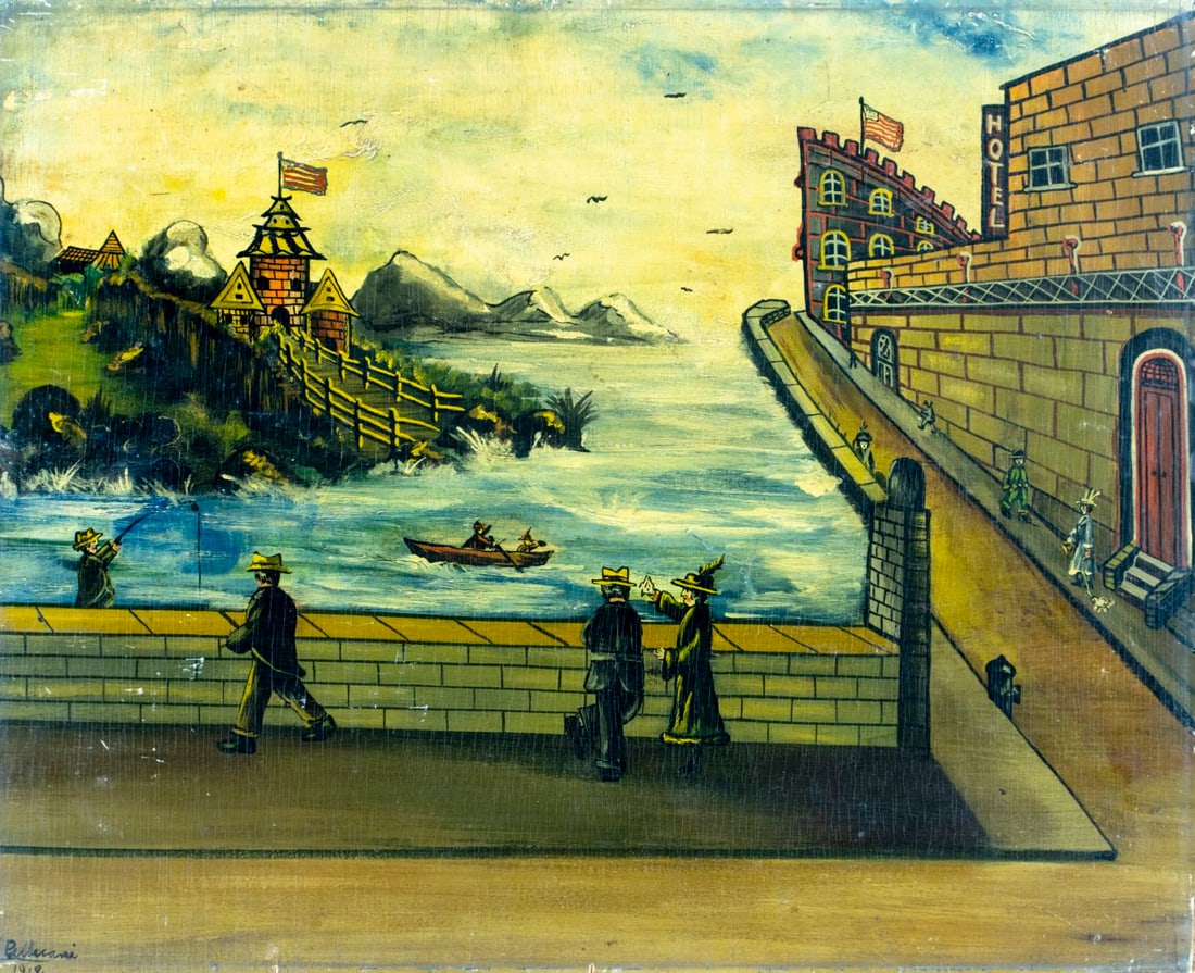 V Pellacani (US,early 20C) oil painting antique (1 of 12)