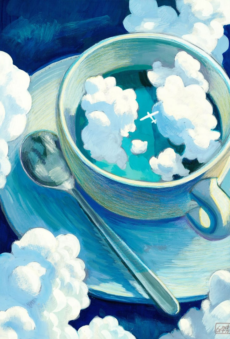 Halyna Yeromenko Afana (Ukraine,20/21C) acrylic painting: ARTIST: Halyna Yeromenko Afana (Ukrainian, 20/21 centuries) TITLE: Still Life with Cup MEDIUM: acrylic on heavy paper CONDITION: Very good. ART SIZE: 12