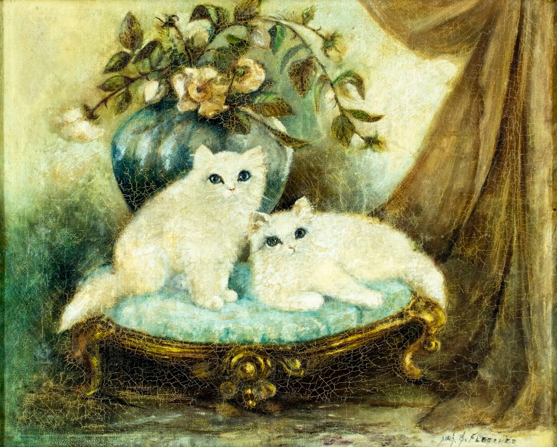 S Fletcher (US,19C) oil painting antique (1 of 12)