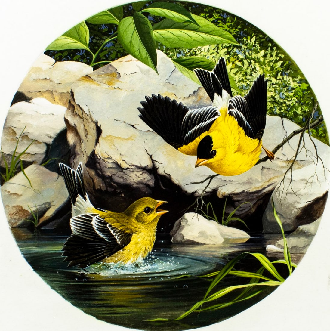 Anthony J Rudisill (US,1934-?) gouache painting (1 of 14)