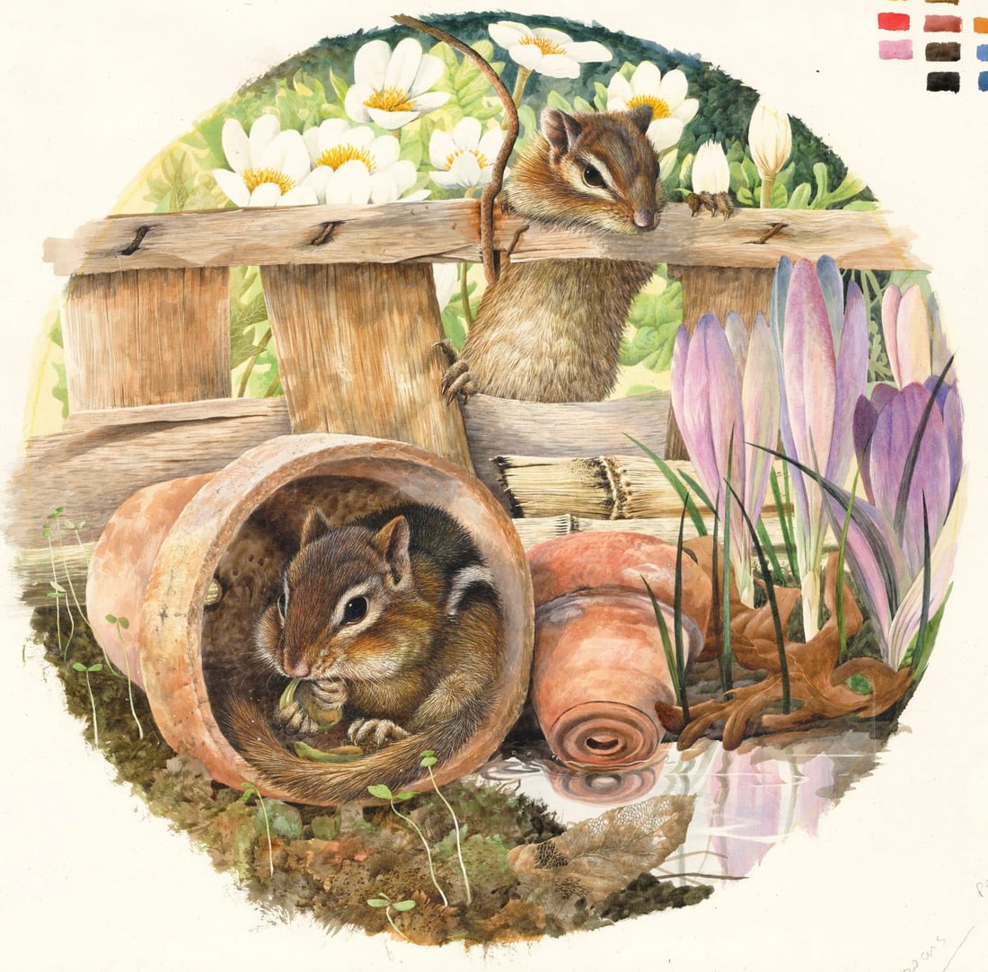 Geoff Mowery (Ohio,1945-?) gouache painting (1 of 12)