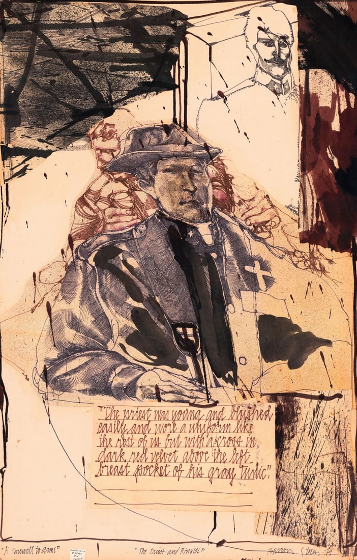 Barron Storey (CA,TX,1940-?) mixed media painting (1 of 11)