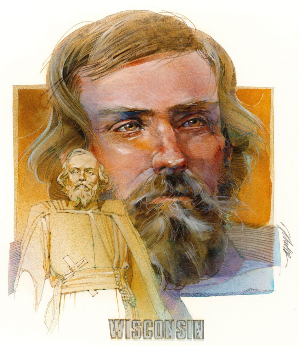 Mark Schuler (KS,1951-2015) mixed media painting (1 of 12)