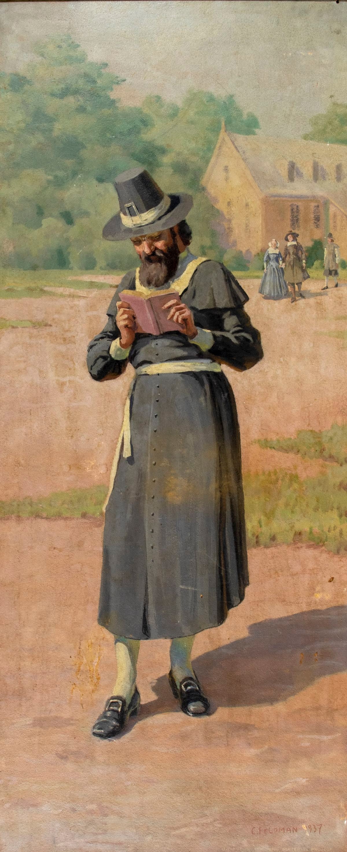 C Feldman (NY,mid 20C) oil painting antique (1 of 12)