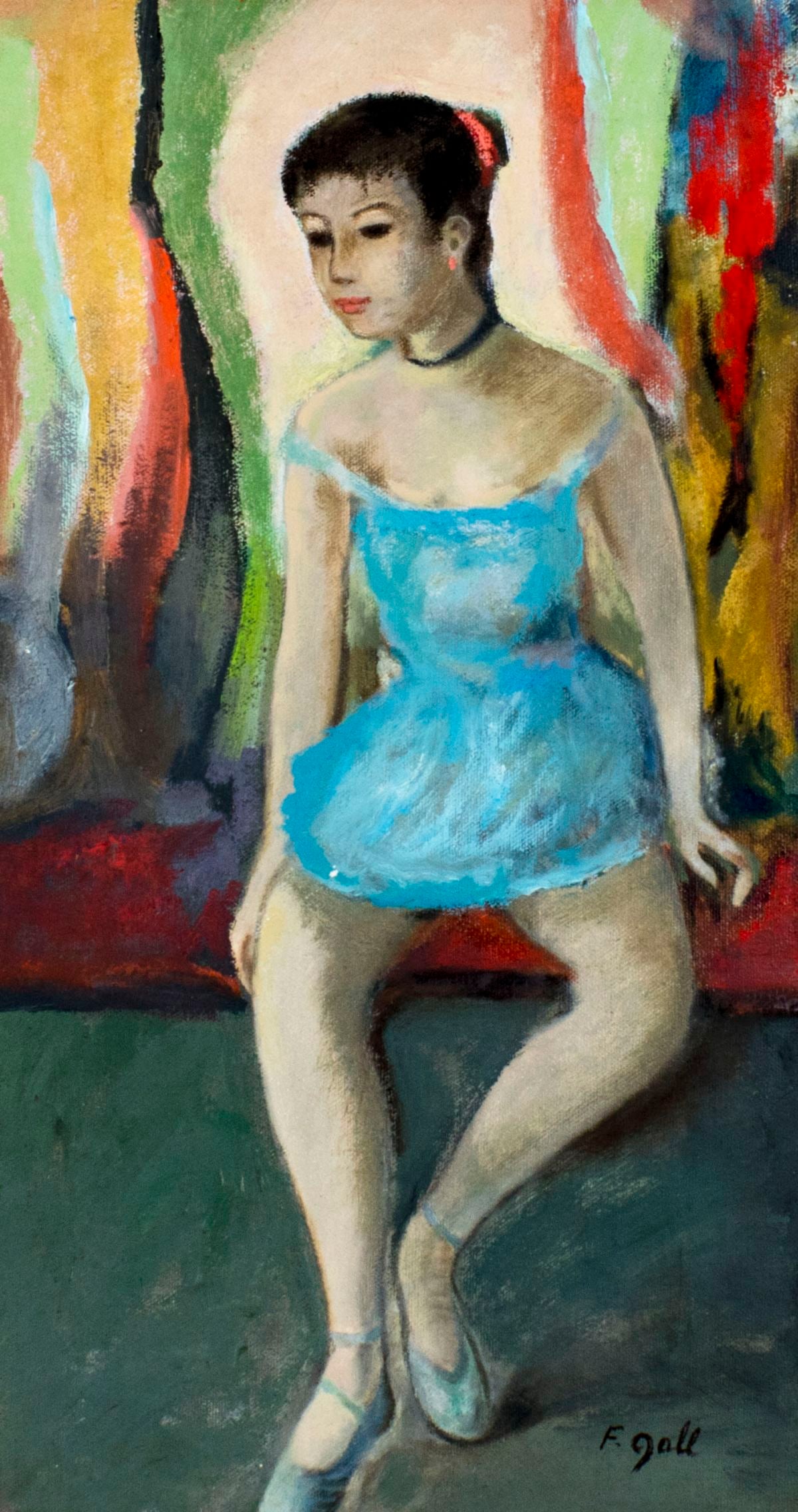AFTER Francois Gall (France,Hungary,1912-1987) oil painting: ARTIST: AFTER Francois Gall (French, Hungarian, 1912 - 1987) TITLE: Ballerina in Blue MEDIUM: oil on canvas CONDITION: Missing one flake of paint. No visible inpaint under
