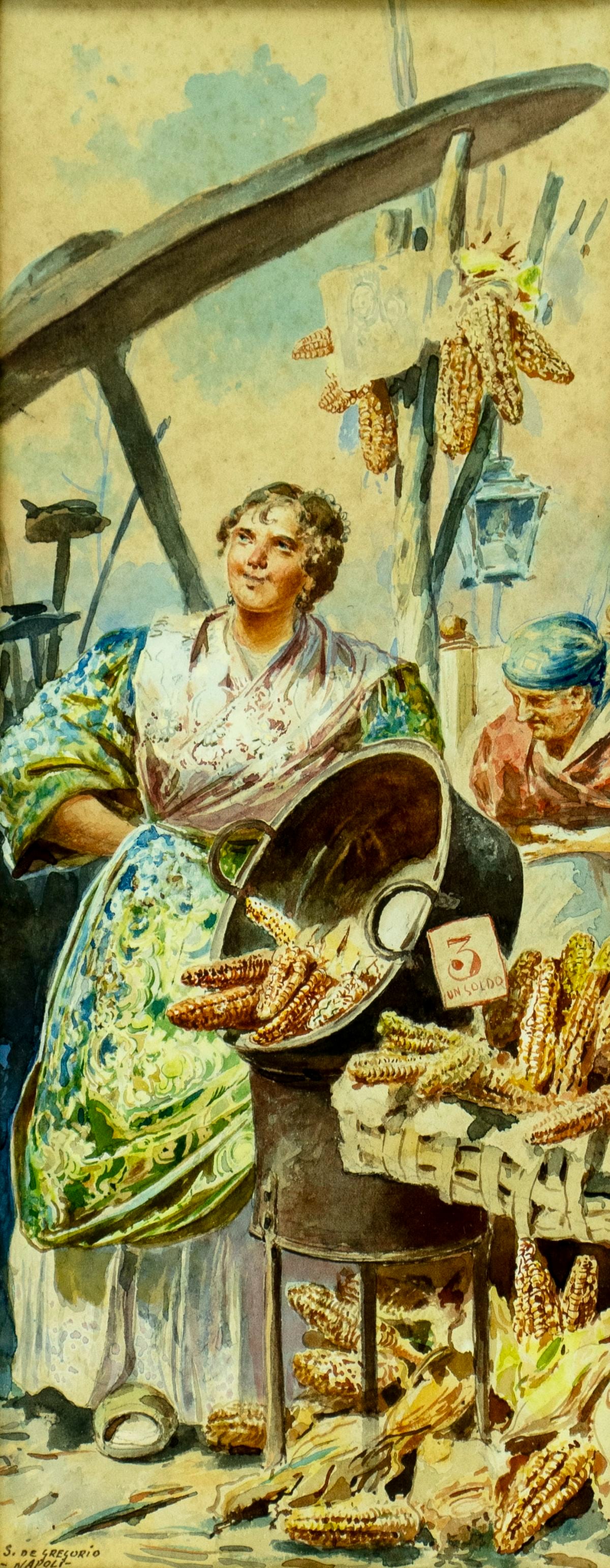 Salvatore de Gregorio (Italy,1859-1928) watercolor painting antique (1 of 12)