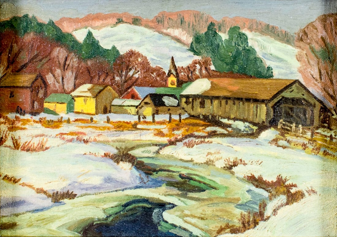 Vintage mid 20C American oil painting (1 of 11)