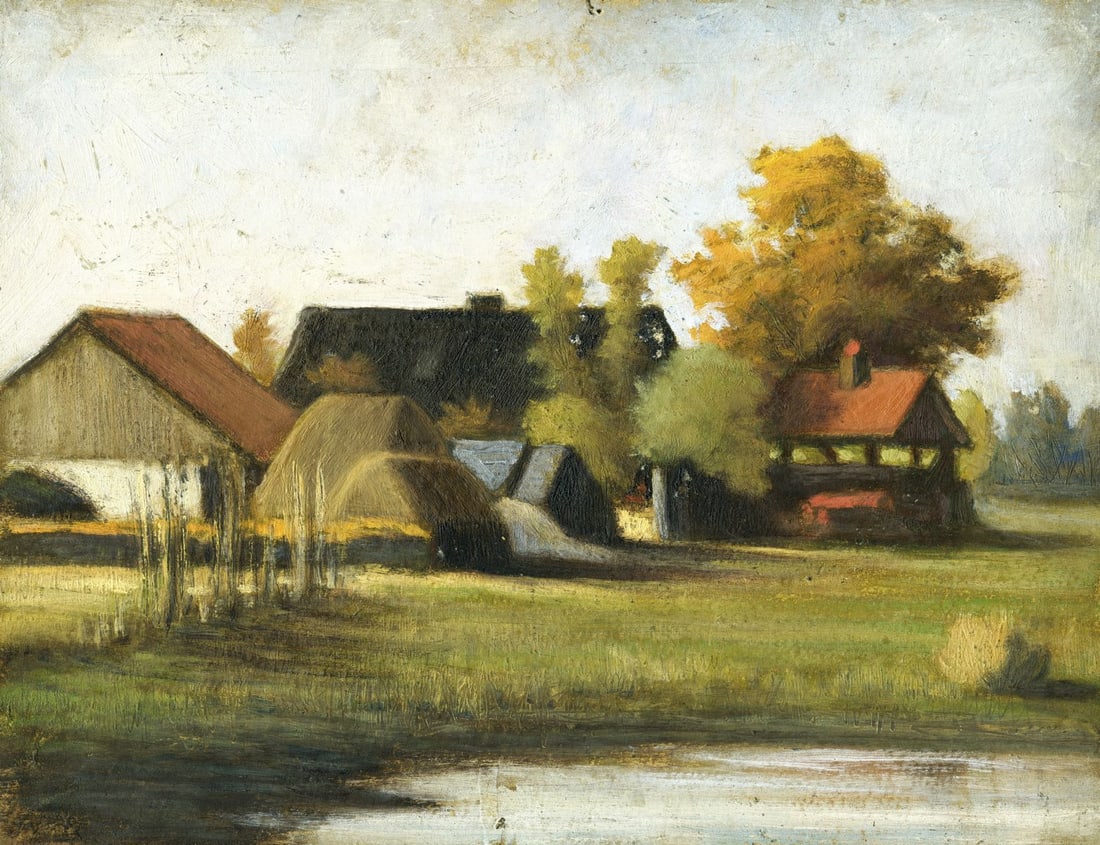 Antique early 20C American oil painting (1 of 11)