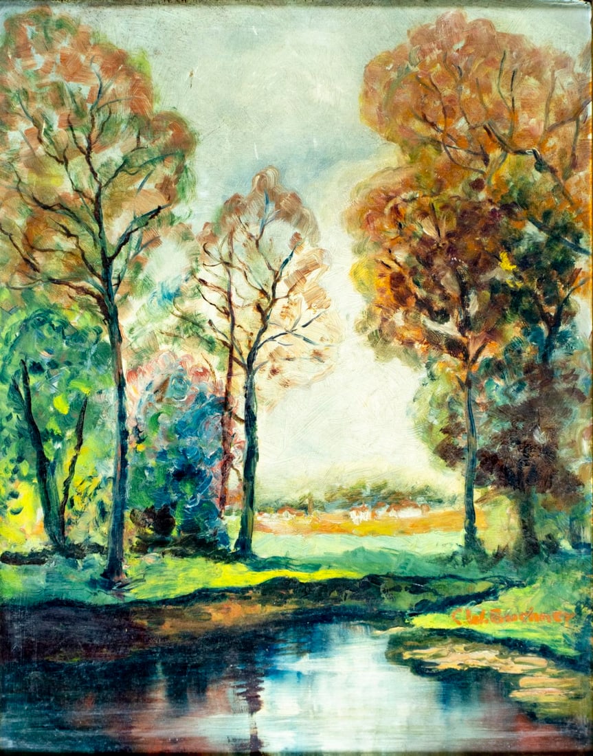 C W Buchner (US,early 20C) oil painting antique (1 of 12)