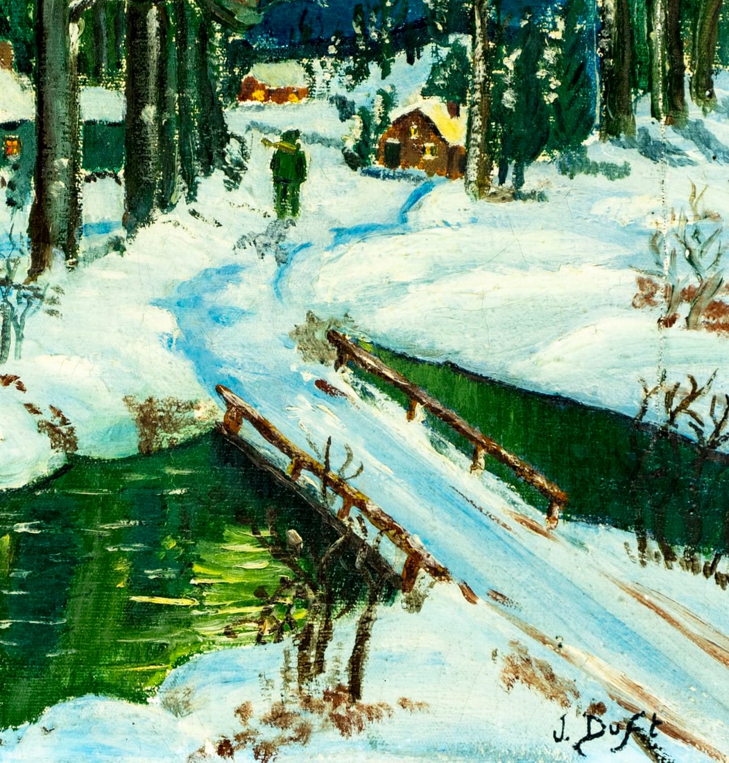 J Duft (US,early 20C) oil painting antique - 7