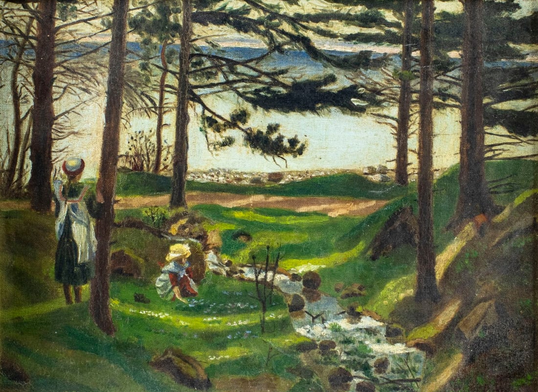 Antique early 20C American oil painting (1 of 10)