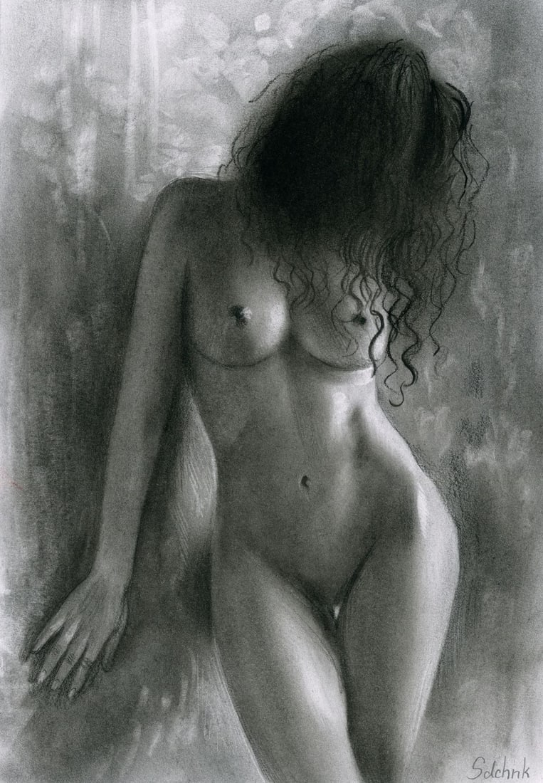 Arina Sadichenko (Ukraine,20/21C) charcoal painting (1 of 12)