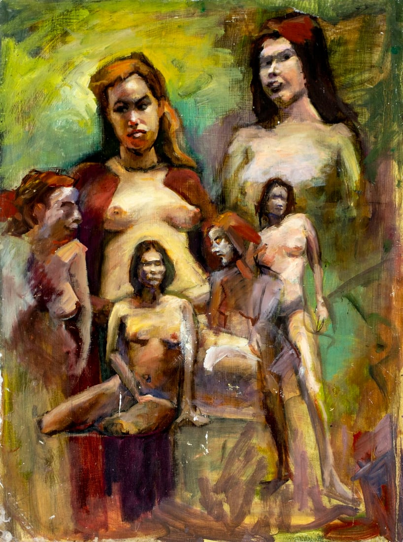 John Reilly (NY,NJ,1942-2021) oil painting 2-sided (1 of 11)