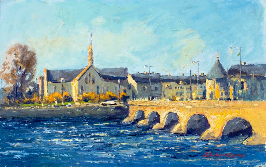 Robert Waltsak (NJ,b 1944) oil painting: ARTIST: Robert Alan Waltsak (New Jersey, born 1944) TITLE: Canal Cityscape MEDIUM: oil on board CONDITION: Very good. No visible inpaint under UV light. ART SIZE: