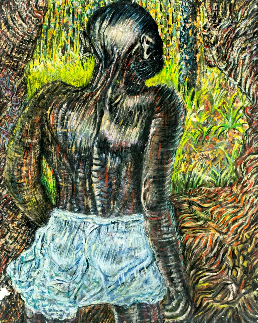 Niberg Abbey (NY,1920-1990) oil painting: ARTIST: Niberg Abbey (New York, 1920 - 1990) TITLE: Black Man MEDIUM: oil on canvas CONDITION: Some paint losses mostly by the lower left corner. No visible inpaint under