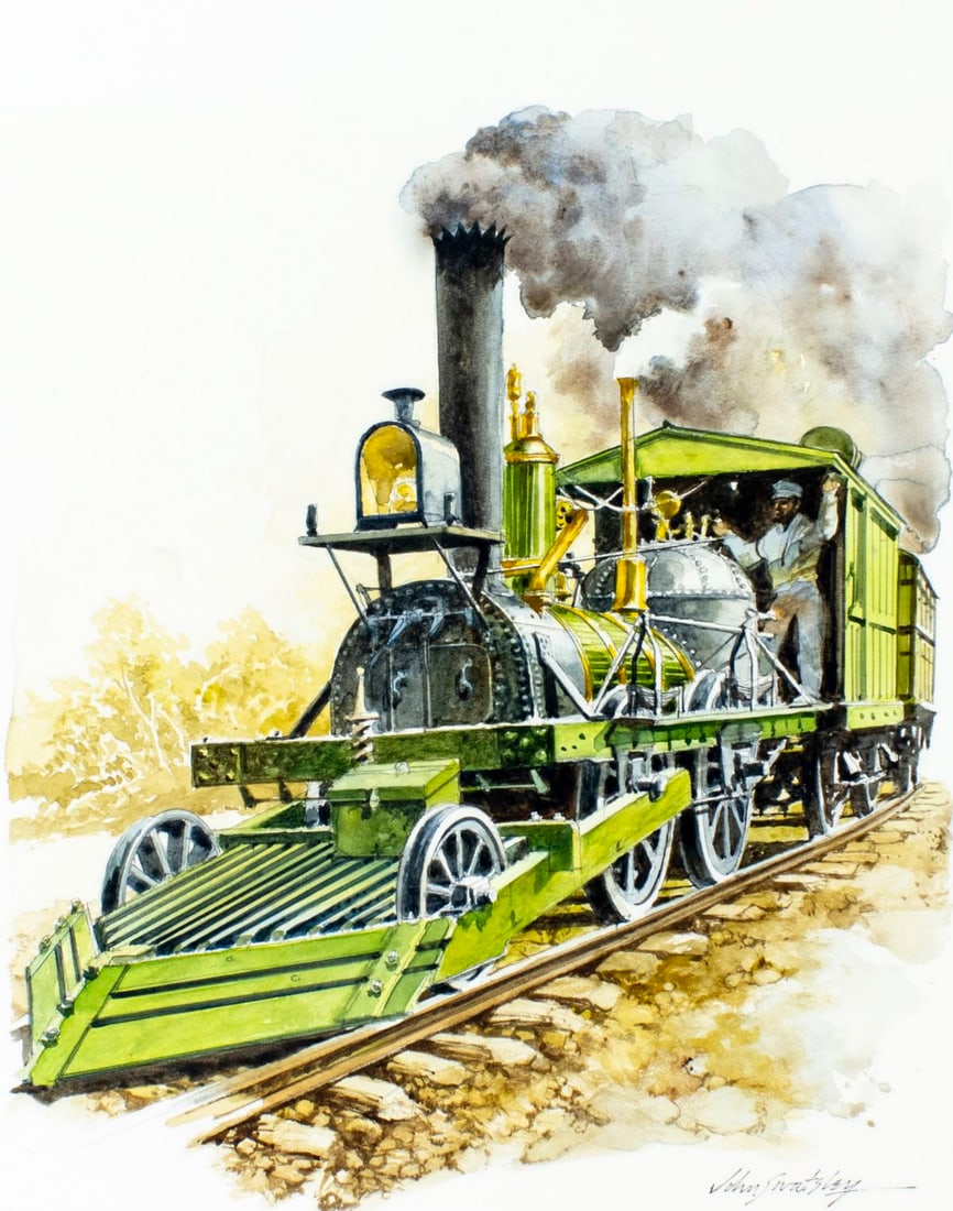 John Swatsley (US,1937-?) watercolor painting: ARTIST: John Swatsley (American, 1937 - ???) TITLE: John Bull (titled on verso) YEAR: 1986 MEDIUM: watercolor on board CONDITION: Very good.