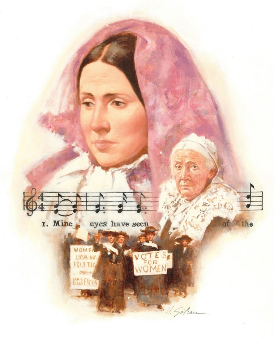 Hodges Soileau (LA,FL,1943-?) oil painting: ARTIST: Hodges D Soileau (Louisiana, Florida, 1943 - ???) TITLE: Portrait of Julia Ward Howe (titled on verso) YEAR: 1987 MEDIUM: oil on canvas. Canvas applied to board.