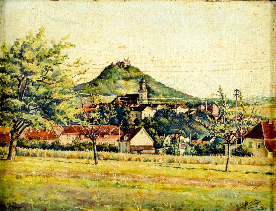 Vintage mid 20C German oil painting signed (1 of 14)