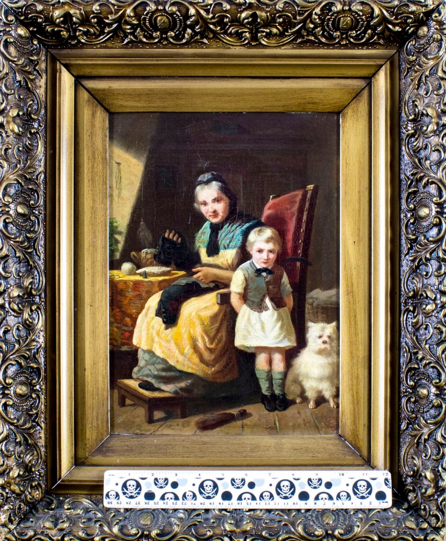 Antique 19C European oil painting - 2