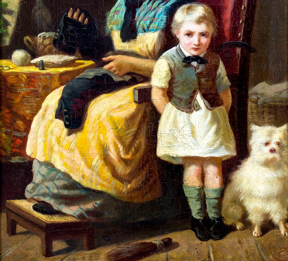 Antique 19C European oil painting - 7