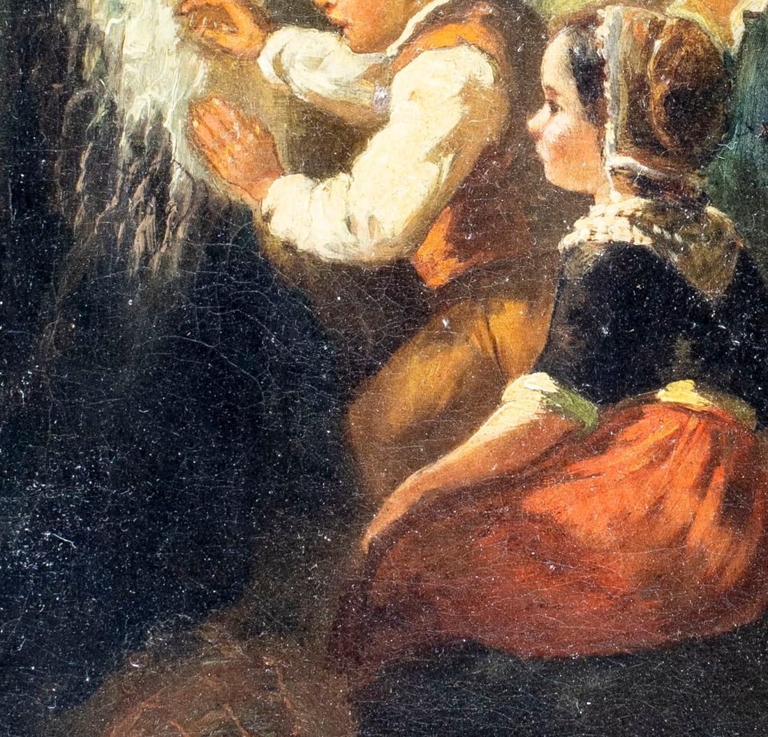 Antique 19C European oil painting - 5