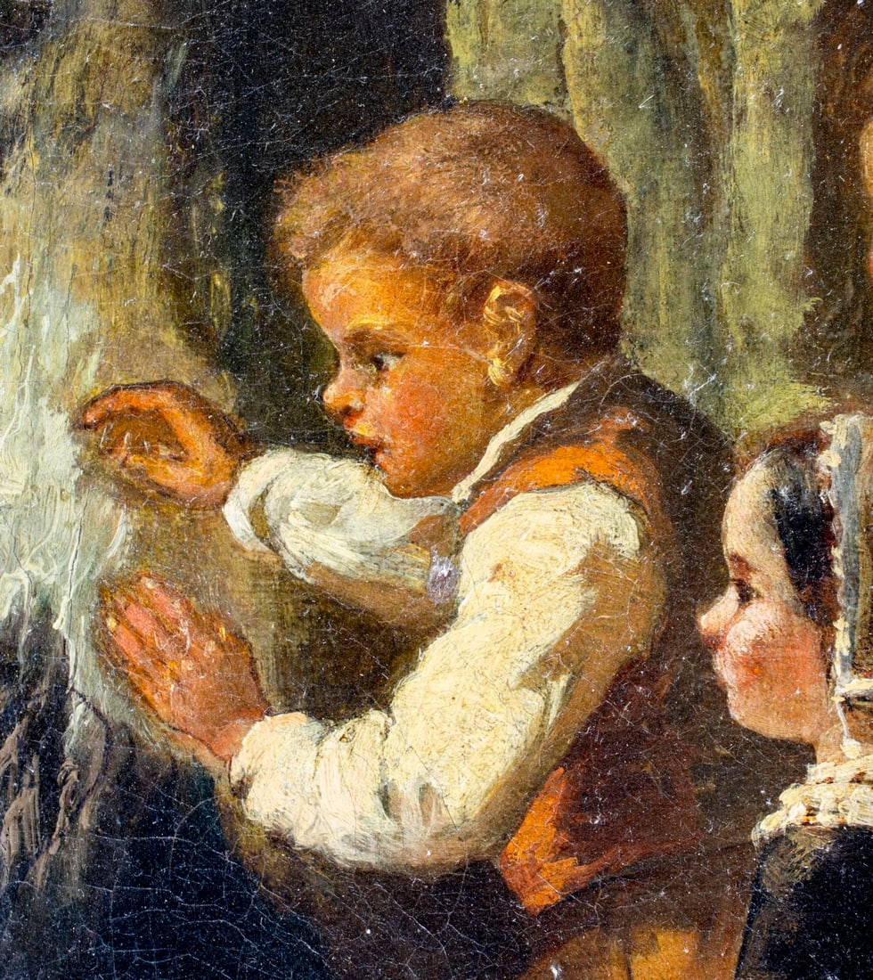 Antique 19C European oil painting - 7