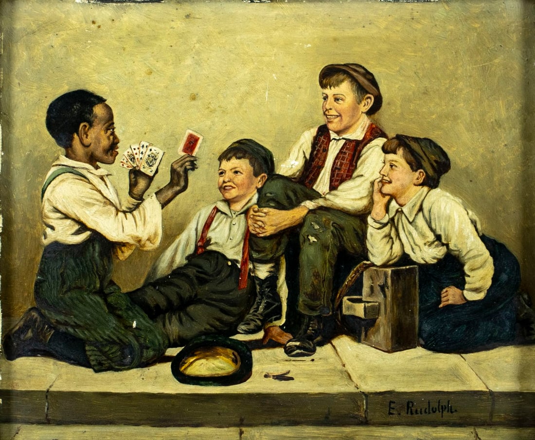 E Rudolph (US,19C) oil painting antique (1 of 12)