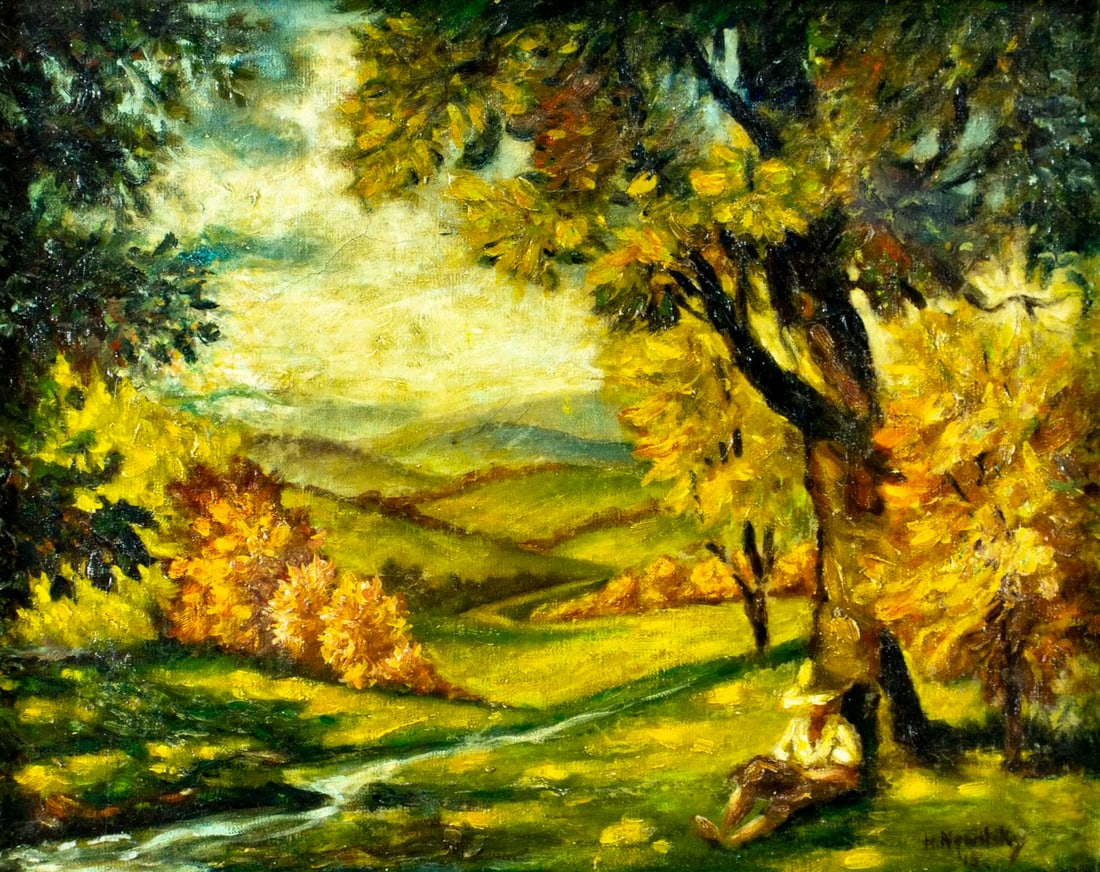 H Nowitzki (US,mid 20C) oil painting antique (1 of 12)