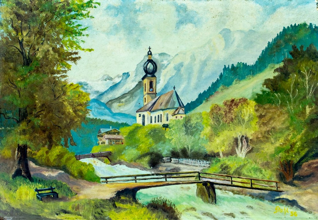 Stahl (German,mid 20C) oil painting (1 of 12)