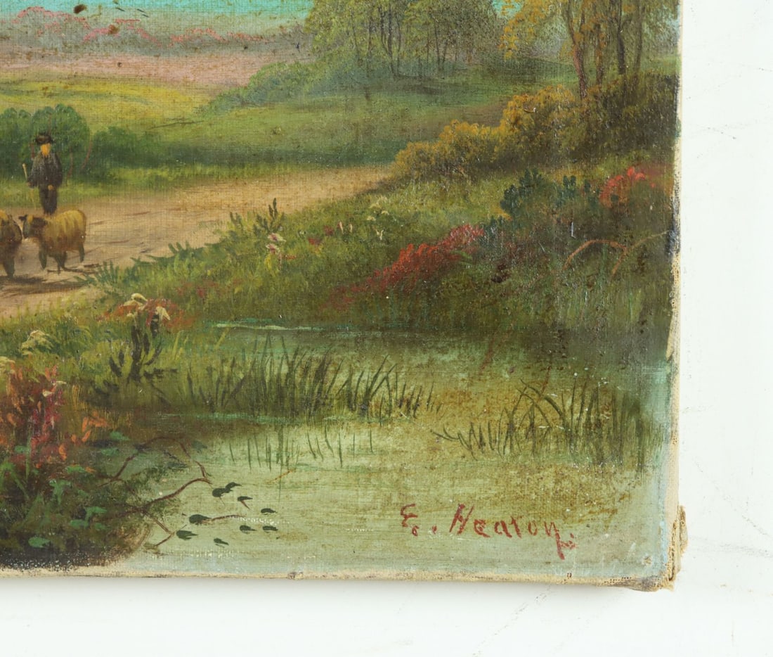 E Heaton (UK,early 20C) oil painting antique - 10