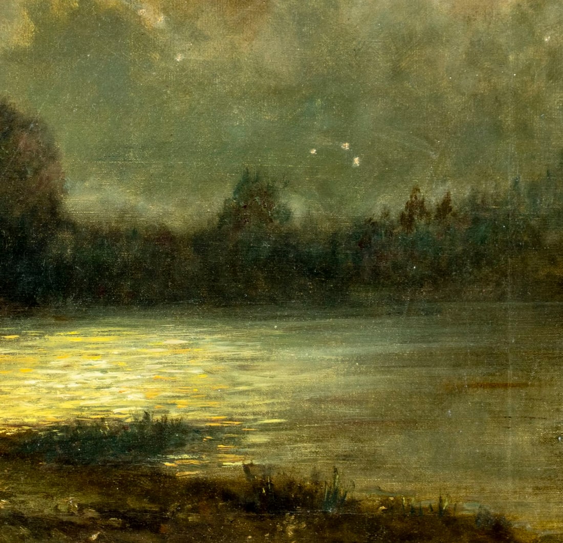 Antique early 20C American oil painting signed - 7