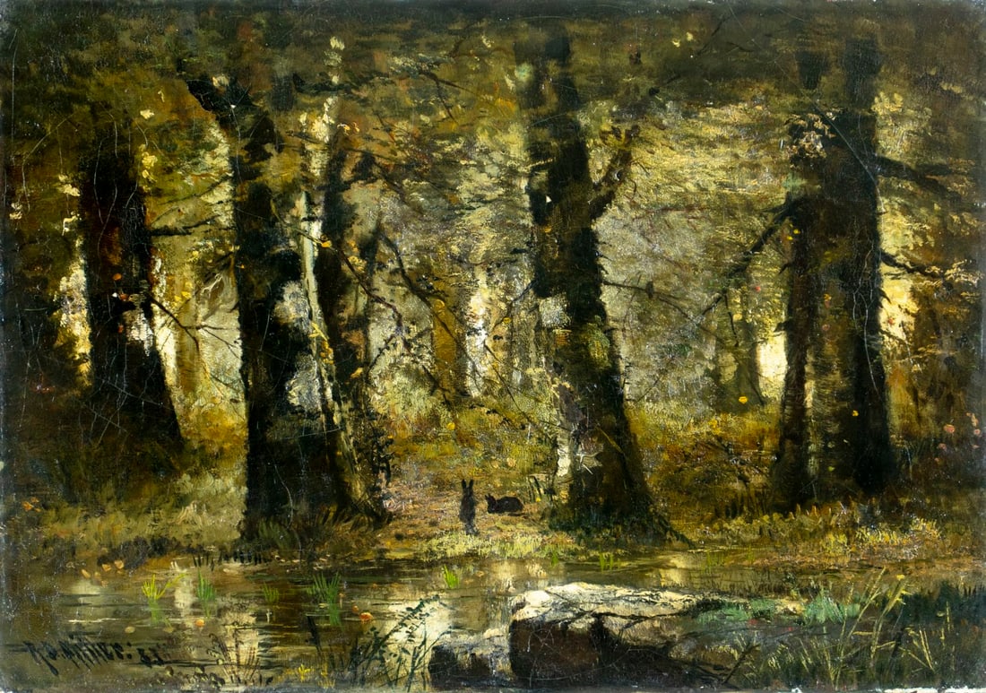 R Miller (US,19C) oil painting antique (1 of 12)