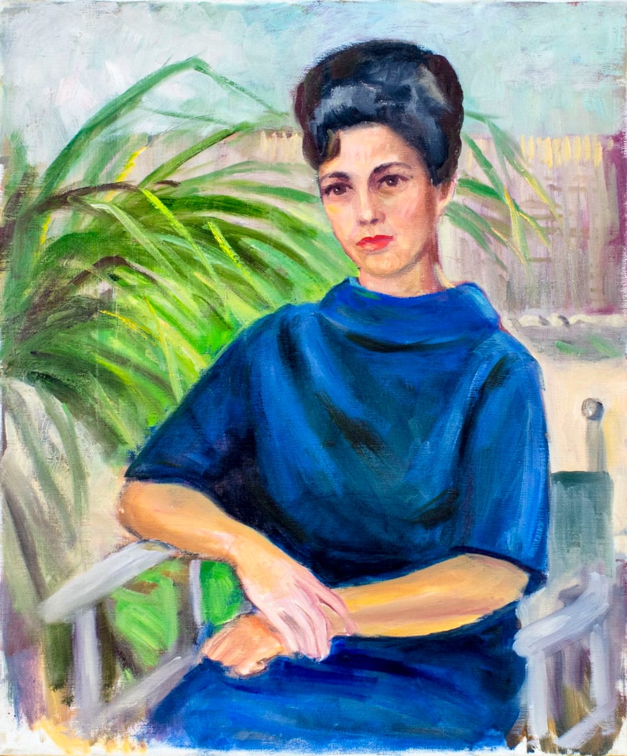 Beatrix McCulley (CA,1899-1983) oil painting: ARTIST: Beatrix Maureen McCulley (California, 1899 - 1983) NAME: Portrait of Woman MEDIUM: oil on canvas CONDITION: Very good. No visible inpaint under UV light. SIGHT SIZE: 24 x 20 inche