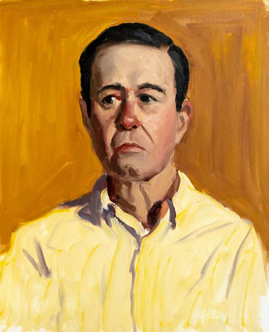 George Holloway (NJ,20C) oil painting: ARTIST: George R Holloway (New Jersey, 20 century) TITLE: Portrait of Man MEDIUM: oil on canvas board CONDITION: Overall good. No visible inpaint under UV light.