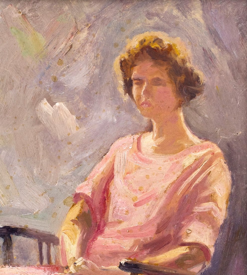 Antique early 20C American oil painting signed - 6