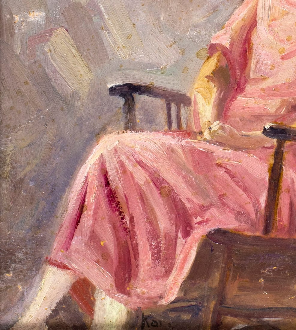 Antique early 20C American oil painting signed - 7