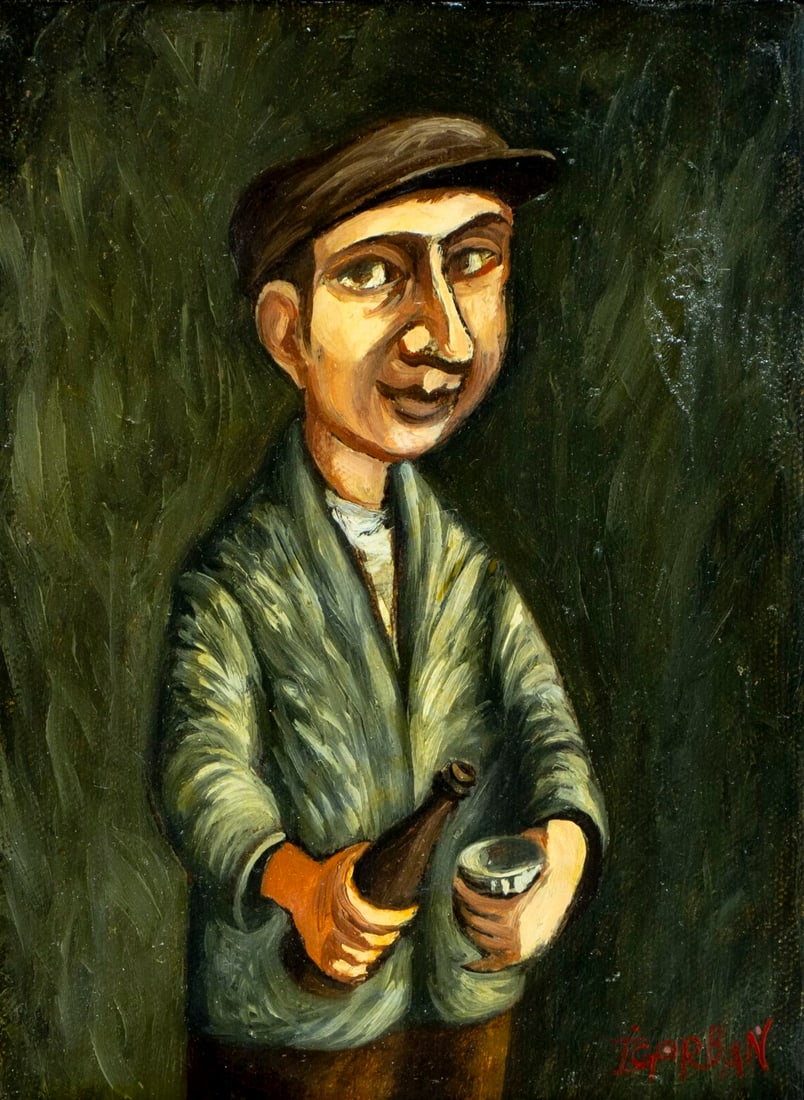 Igor Gorban (NY,Ukraine,b 1957) oil painting: ARTIST: Igor Gorban (New York, Ukrainian, born 1957) TITLE: Russian Worker MEDIUM: oil on canvas CONDITION: Overall good. No visible inpaint under UV light. Wear to frame.