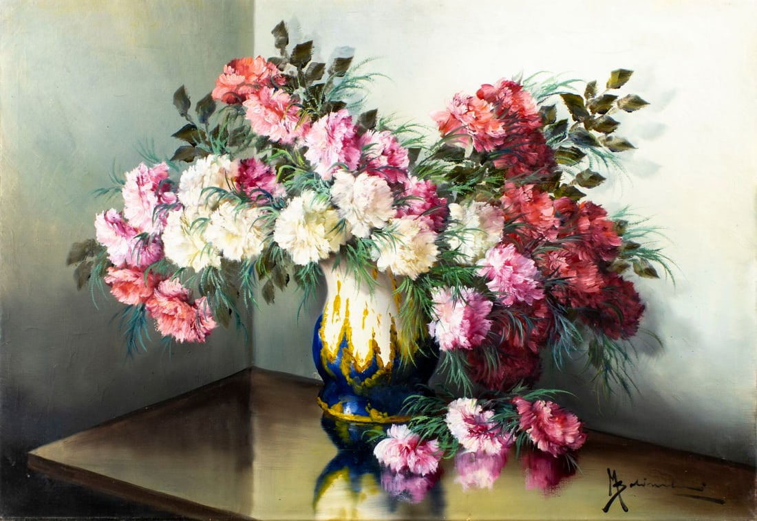 Vintage mid 20C European oil painting signed (1 of 12)